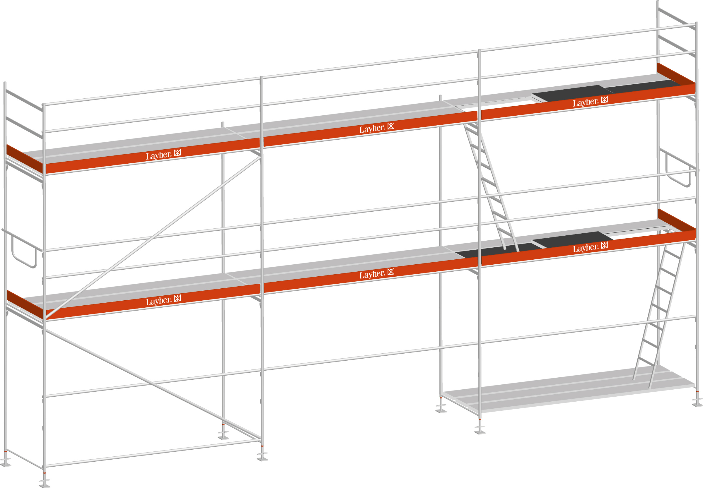 Layher Blitz Gerüst 70 Alu mit Stalu-Boden  57 m²