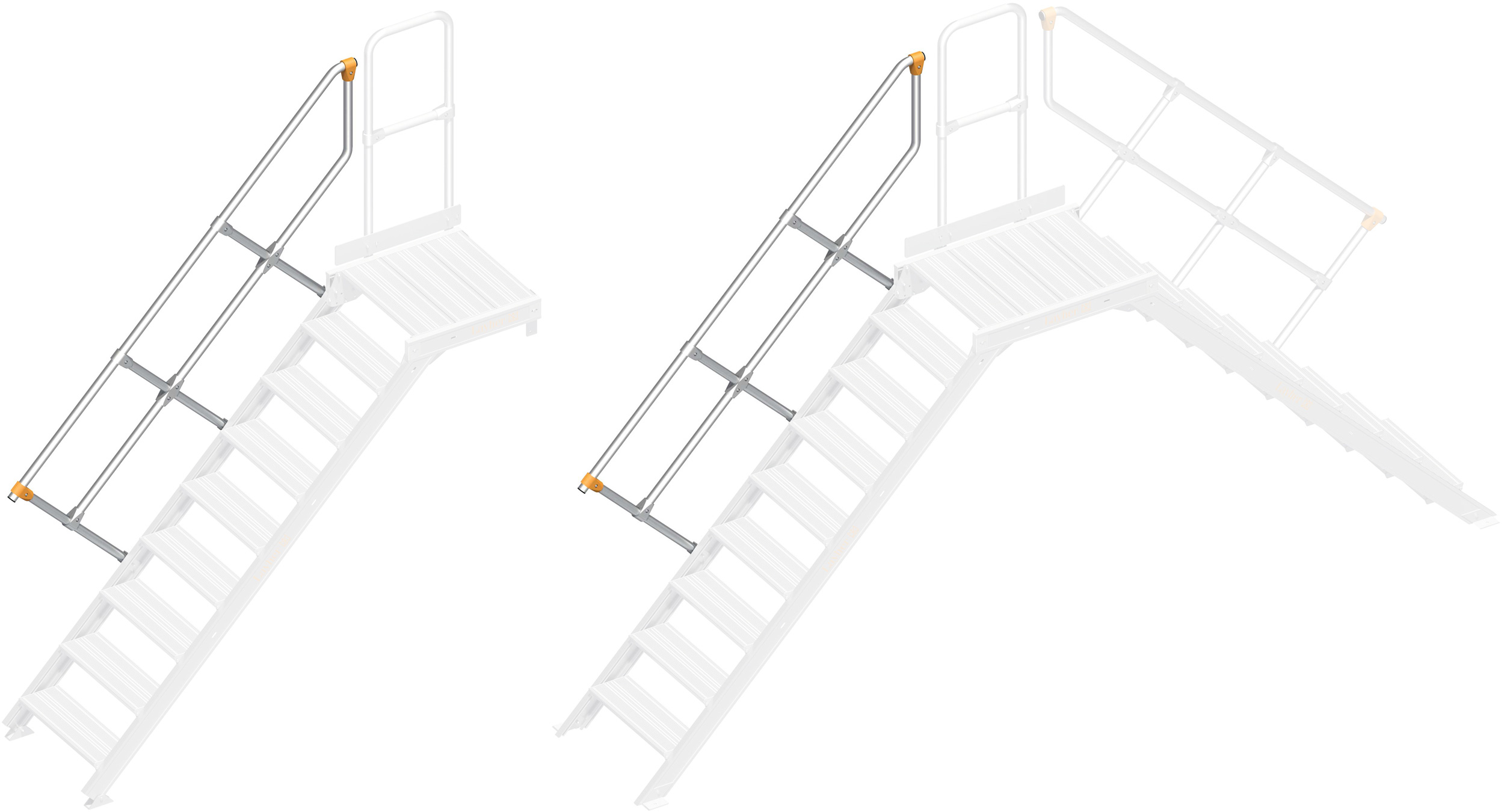 Layher Handlauf Plattformtreppe | Überstieg 45° 9 Stufen