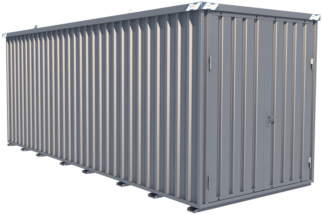 BOS Lagercontainer 6100 x 2300 x 2445 mm - 2-flügelige Tür auf 2,3 m Seite Container mit Tür 1950 x 2235 mm - Materialcontainer 6x2 m Serie SC20+ unmontiert (BOS-SC20-SZ) Bild-01