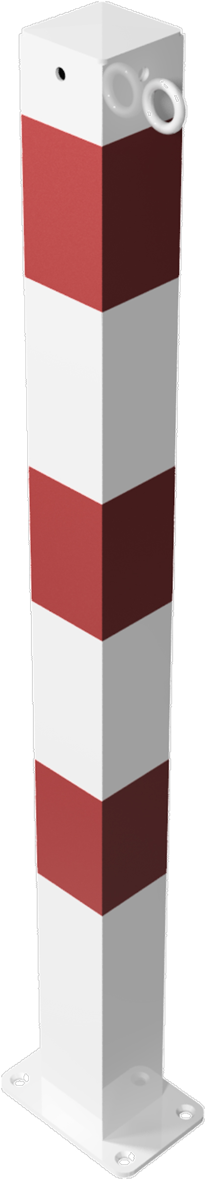 Schake Absperrpfosten OD 70 x 70 mm mit 2 Ösen weiß | rot