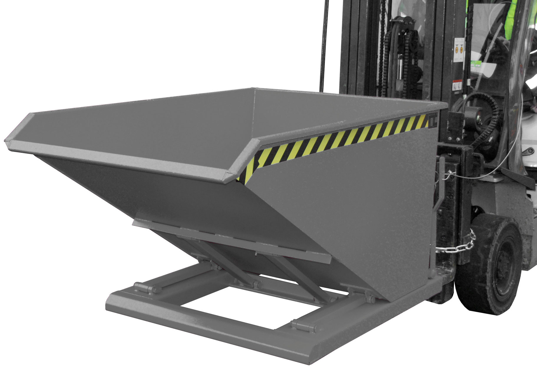 Bauer Muldenkipper NK-100 - RAL 7005 Kippmulde 1000 Liter für Stapler - Schuttmulde mausgrau pulverbeschichtet (BA-4412-04-0000-5) Bild-01