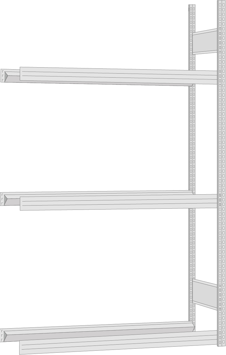 Regalwerk Reifenregal Anbaufeld 2000 x 875 x 400 mm mit Tiefenriegel - Fachlast 250 kg - 3 Ebenen (RW-B3-63109-40) Bild-01