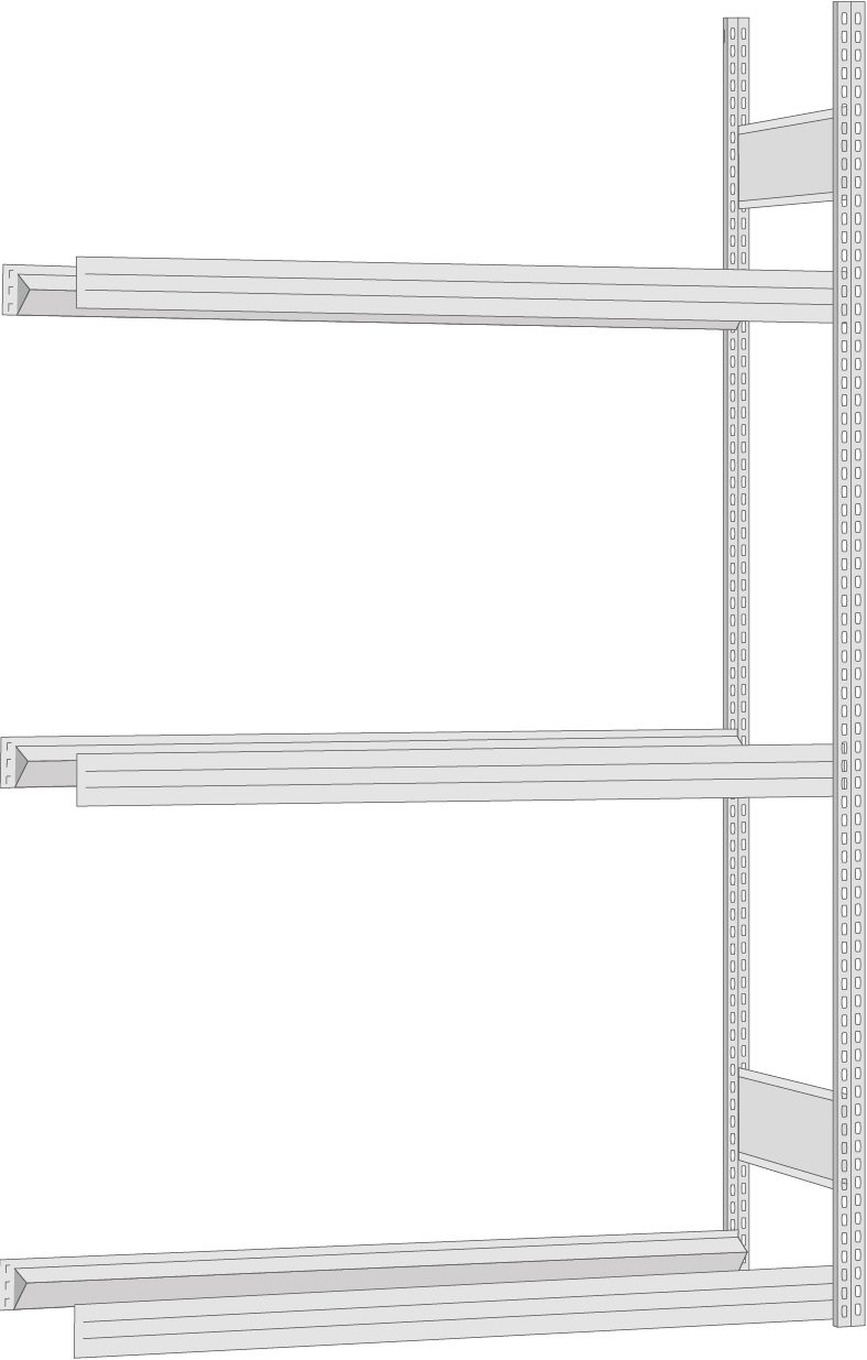 Regalwerk Reifenregal Anbaufeld 2000 x 875 x 400 mm mit Tiefenriegel - Fachlast 250 kg - 3 Ebenen (RW-B3-63109-40) Bild-01