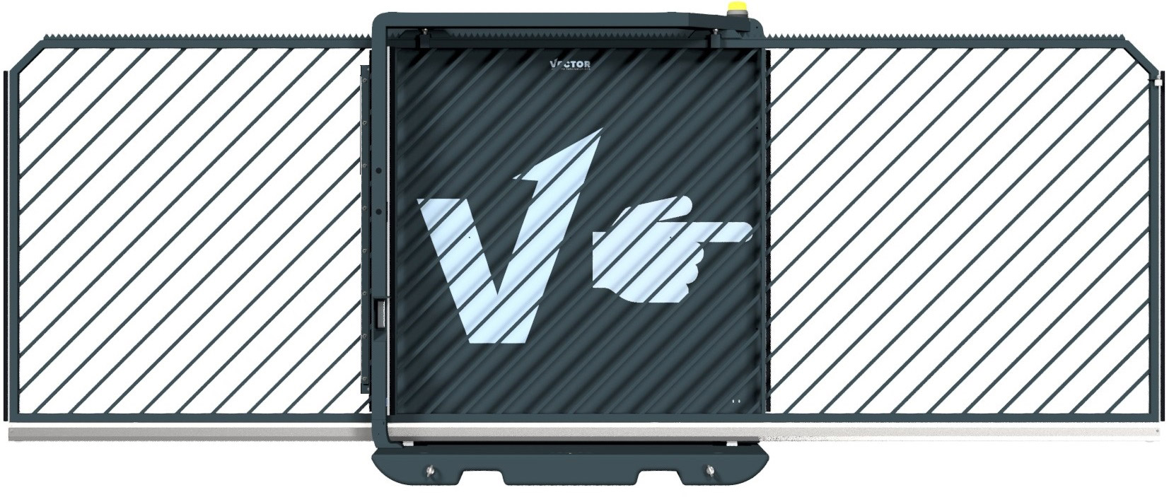 Schake Vector V-Gate-Simple tiefschwarz - Lichtschranke - Doppelstabzaunmodul Schiebetor mobil mit Plattform zur Geländesicherung - RAL 9002 pulverbeschichtet mit Lichtschranke (SK-VPSE23SOD0317) Bild-01