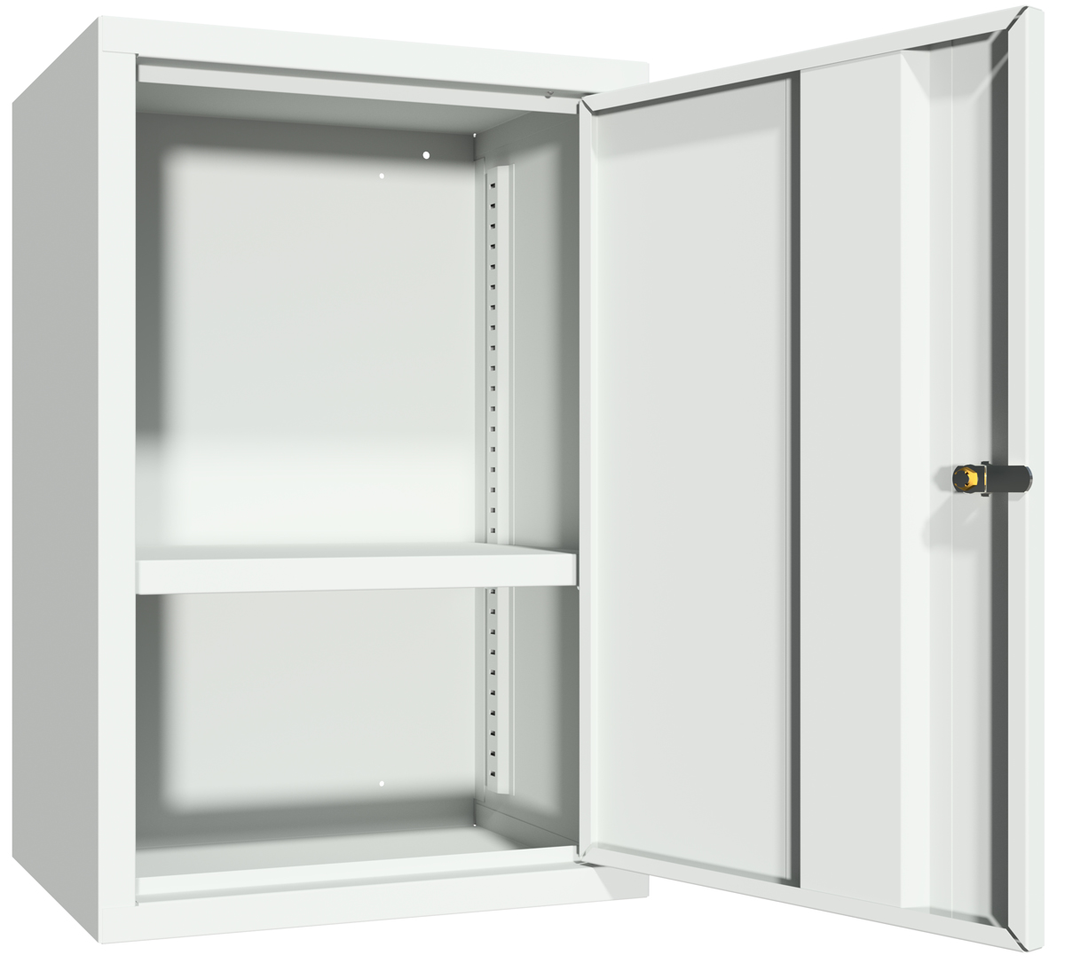 Pavoy Hängeschrank mit Vollblechtüren 600 x 400 x 300 mm - Rückwand glatt - RAL 7035 Stahlschrank mit Fachboden 383 x 269 mm - Korpus lichtgrau | Türen lichtgrau (PA-22337-040-001-735) Bild-01