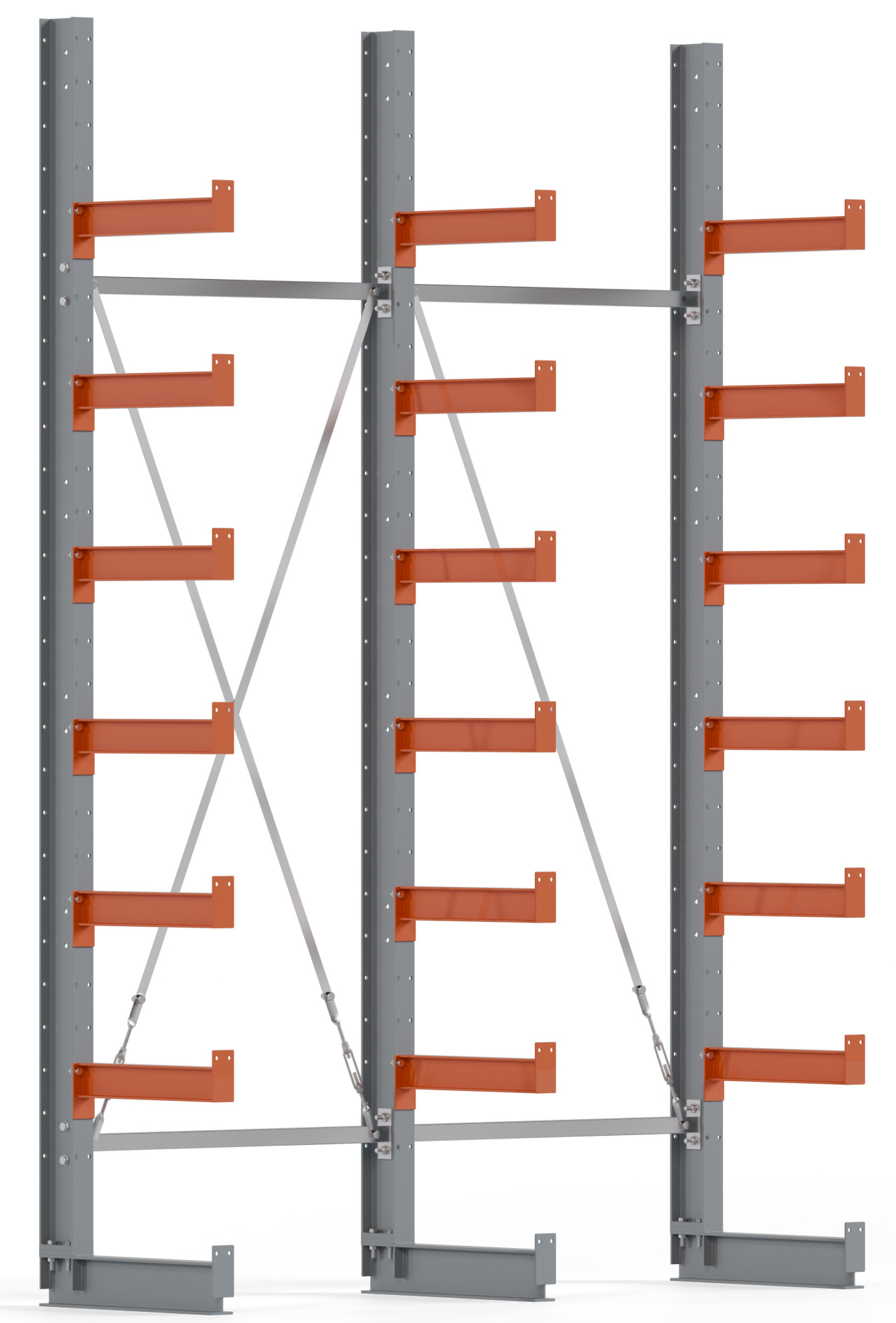 Regalwerk KARL BASIC 1850 Kragarmregal einseitig Komplettset 3000 x 2000 x 500 mm Lagerregal 2 Felder mit Kragarmlast 870 kg | Ständerlast 1850 kg - 7 Ebenen | Kragarme frei verstellbar (RW-B6-50300-50-S1) Bild-01