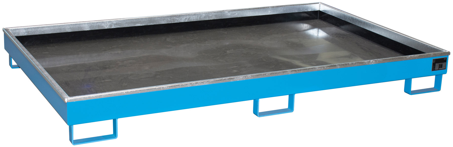 Bauer Regalwanne Stahl RW 2200-1 PE - RAL 5012 Auffangbehälter mit PE-Einsatz für Regalfeldlänge 2200 mm - Stahlwanne lichtblau pulverbeschichtet mit 240 Liter Auffangvolumen  (BA-4518-60-0000-3) Bild-01