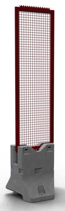 Schake Hochsicherheitszaun Winkel-Set Typ Captus Stahl - 0,70 x 3,20 m Betonbarriere mit Sicherheitszaun-Element | Maschenweite 40|40 mm - Stahlrahmen RAL 3003 (SK-3F200-W-SET4-HS) Bild-01
