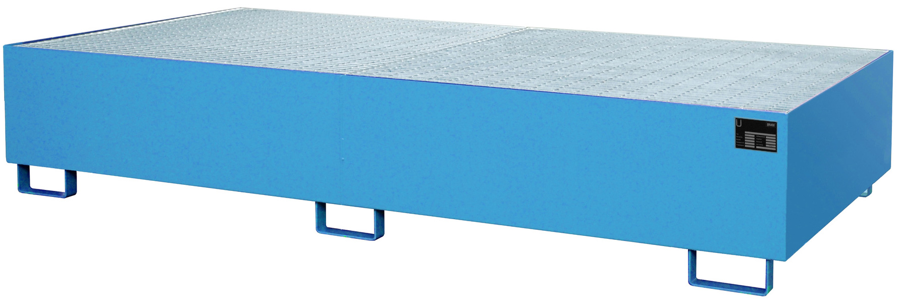 Bauer Regalwanne Stahl RW-GR 2700-3 - RAL 5012 Auffangbehälter mit Gitterrost für Regalfeldlänge 2700 mm - Stahlwanne lichtblau pulverbeschichtet mit 1000 Liter Auffangvolumen (BA-4518-47-0000-3) Bild-01