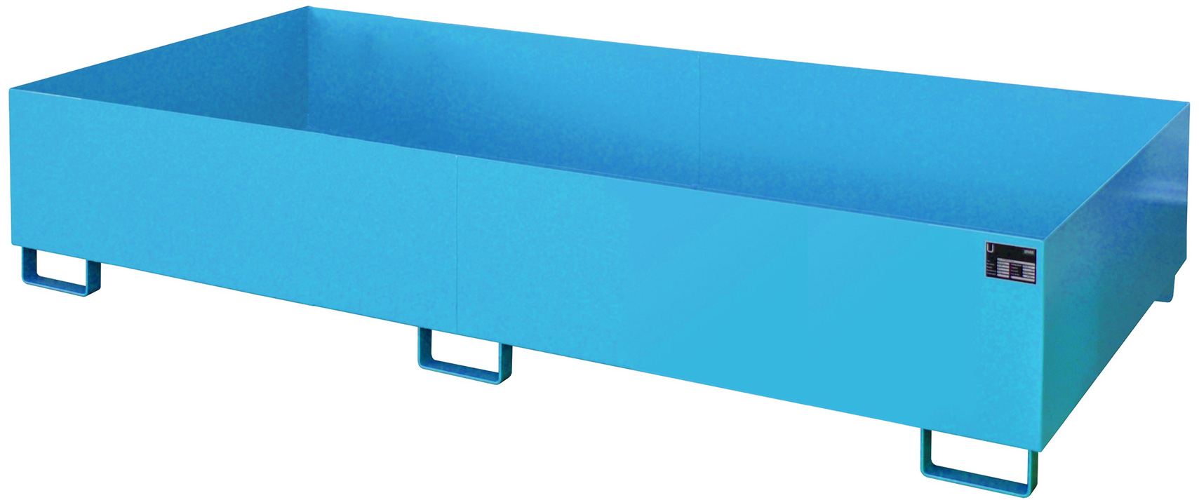 Bauer Regalwanne Stahl RW 2700-3 - RAL 5012 Auffangbehälter ohne Gitterrost für Regalfeldlänge 2700 mm - Stahlwanne lichtblau pulverbeschichtet mit 1000 Liter Auffangvolumen (BA-4518-43-0000-3) Bild-01