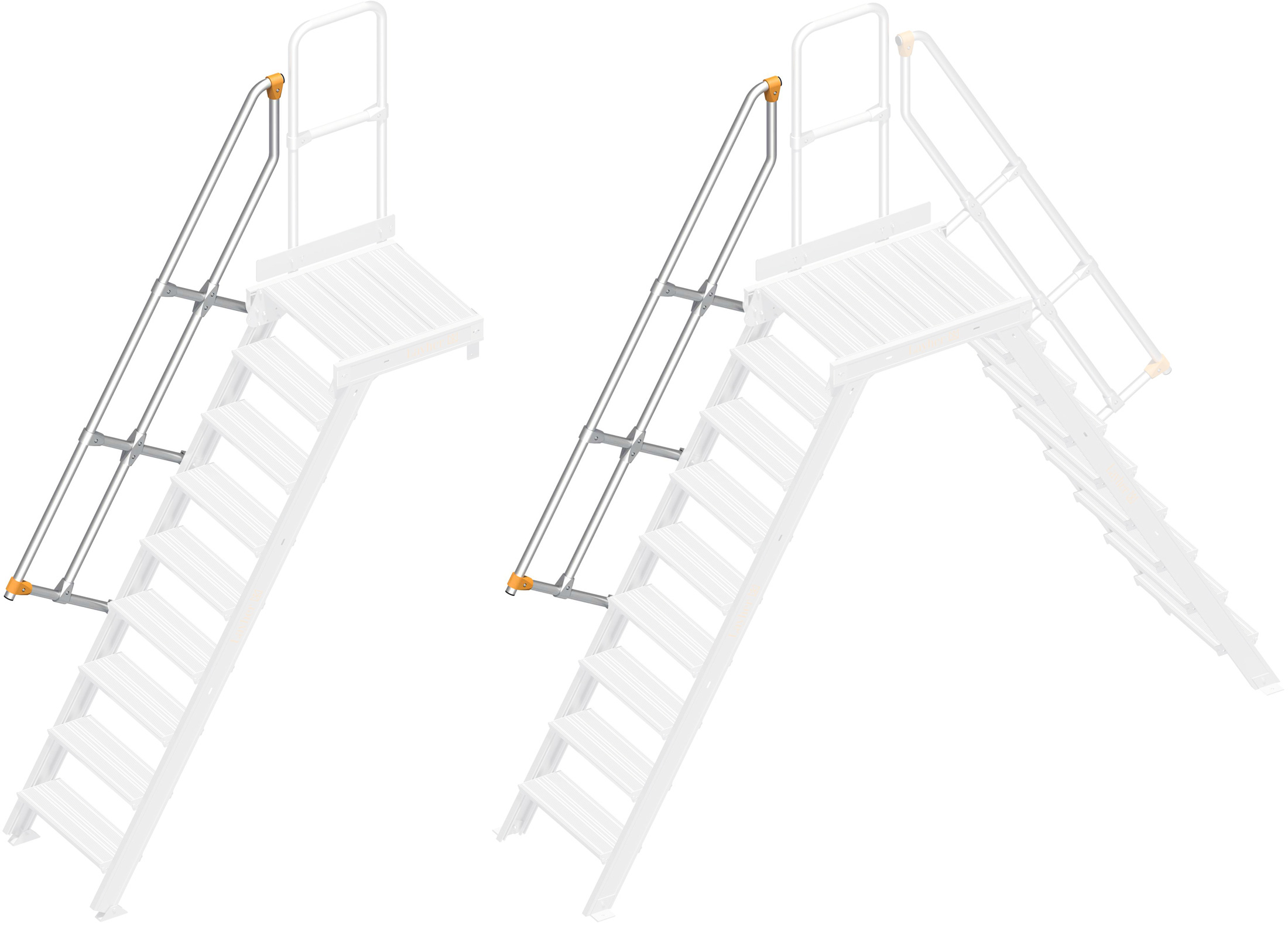 Layher Handlauf Plattformtreppe | Überstieg 60° 9 Stufen