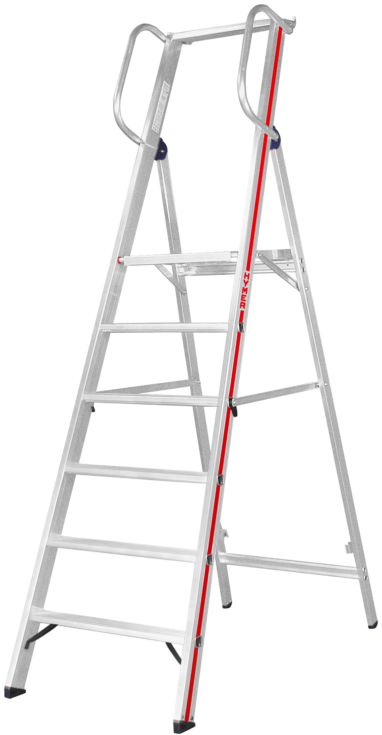 Vorschau: Hymer Plattformleiter 6 Stufen Leiter mit Handlauf (HY-808006) Bild-01