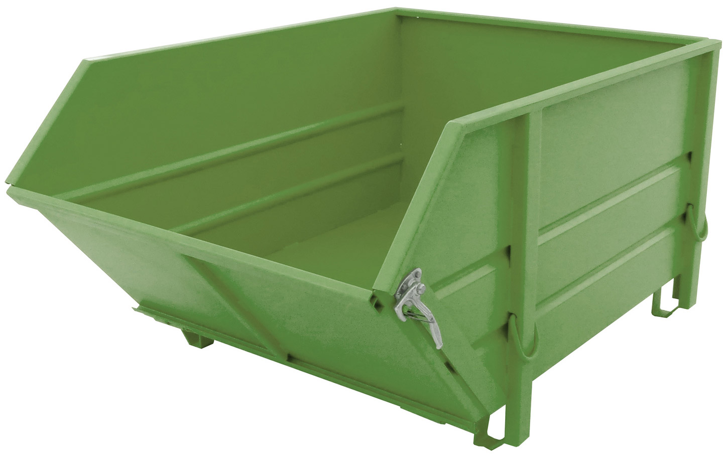 Bauer Baustoffbehälter BBK-100 - RAL 6011 Transportbehälter 1000 Liter für Kran mit klappbarer Schüttwand - Container resedagrün pulverbeschichtet (BA-4511-20-0000-4) Bild-01