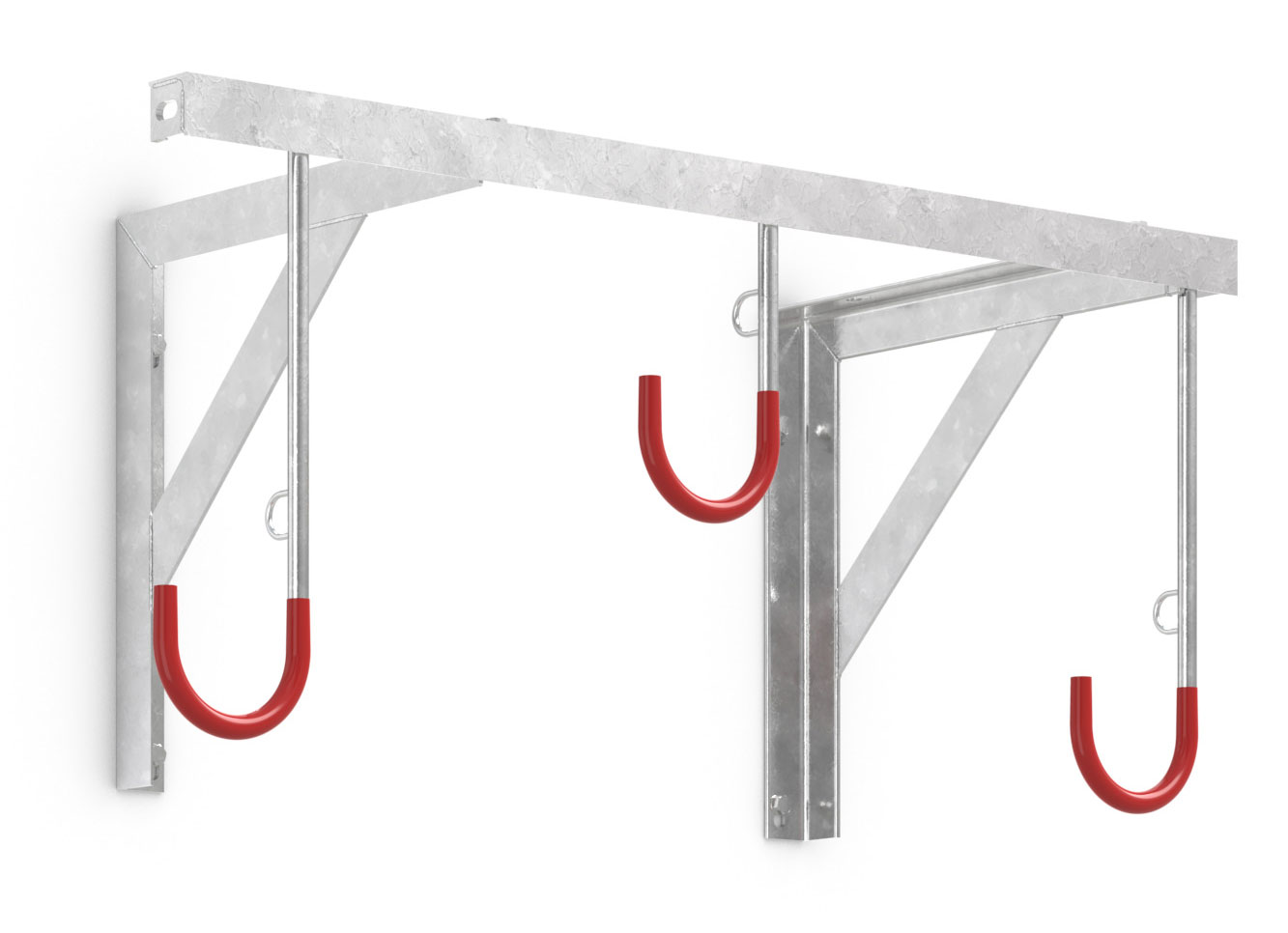 WSM Fahrradhalter Wand-Hängeparker 3873 Stahl - 3 Einstellplätze Reihen-Hängeparker mit Befestigungsösen - ortsfest für Wandmontage Stahl verzinkt (WSM-105700086) Bild-01