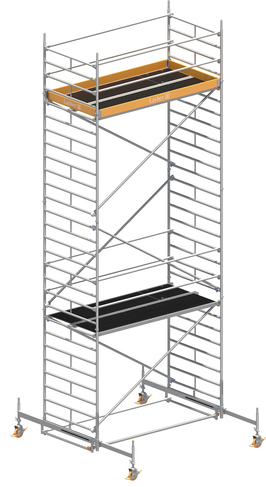 Fahrgerüst Layher Uni Breit 2106 mit Geländer-Optimierung