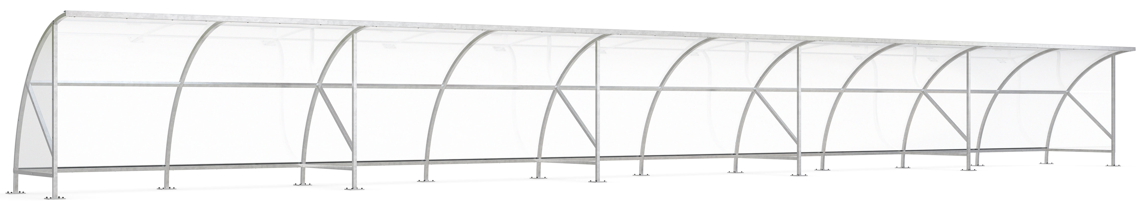 WSM Überdachung Bamberg - B 1|20 Bausatz - verzinkt Unterstand Stahl verzinkt mit Polycarbonat Bogendach - Fahrradüberdachung | Trainerunterstand zum Aufdübeln (WSM-102100420) Bild-01