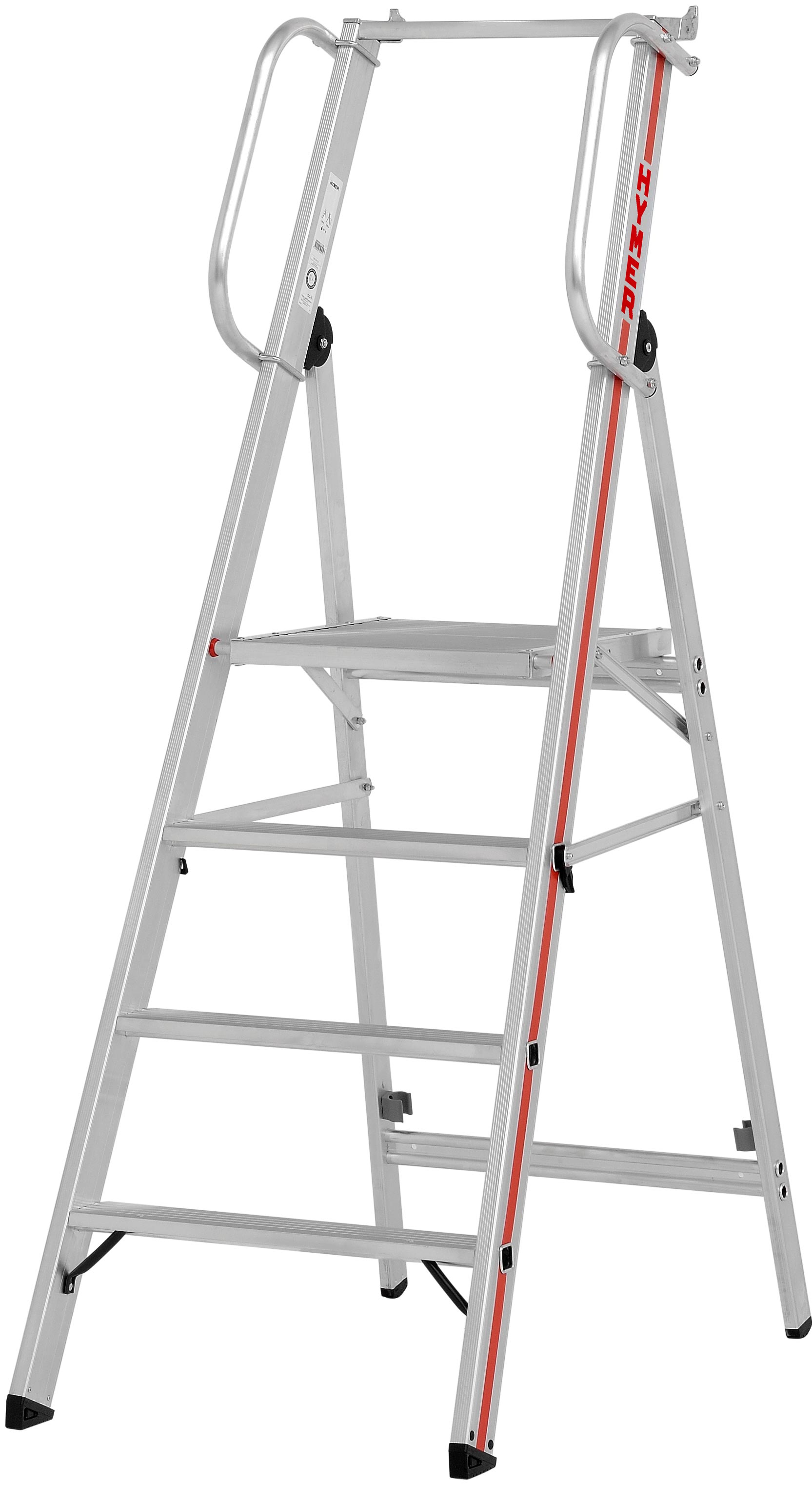 Vorschau: Hymer Plattformleiter 4 Stufen Leiter mit Handlauf (HY-808004) Bild-01