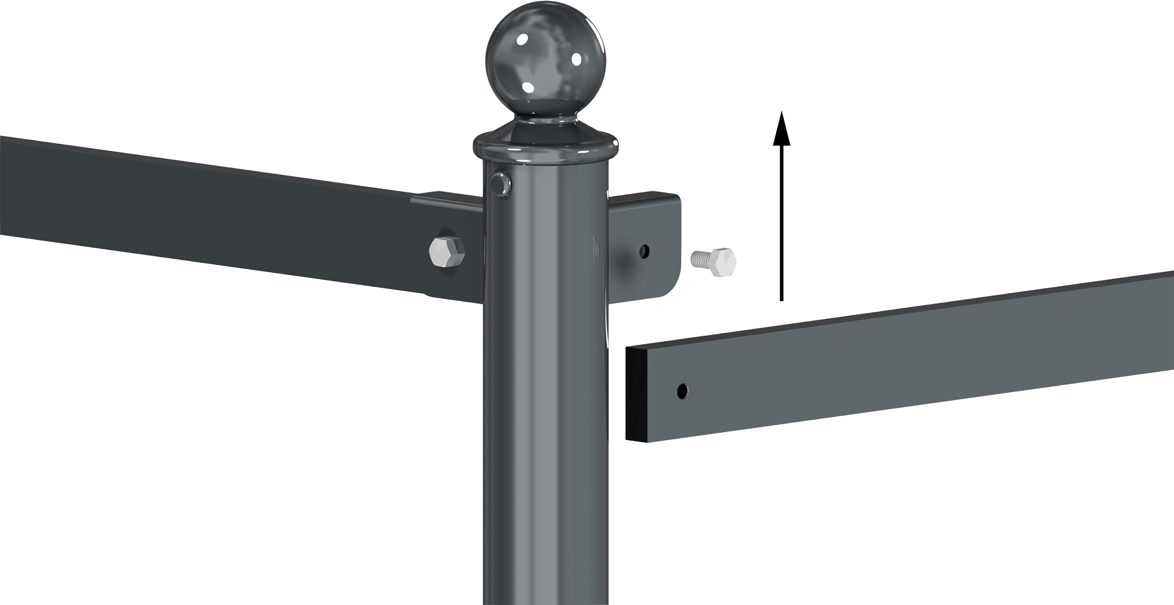 Schake Rabattengeländer Stahl Querholm 45 x 15 mm moosgrün - 1000 mm