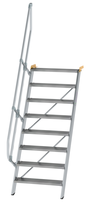 Günzburger Treppe 60° 8 Stufen - 800 mm breit Alutreppe mit einem Handlauf - Stufenausführung Alu geriffelt (GB-600228) Bild-01