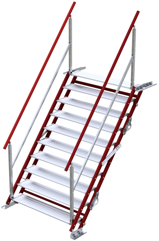 Schake Bautreppe Übergang - 1200 mm breit - mit zwei Handläufen