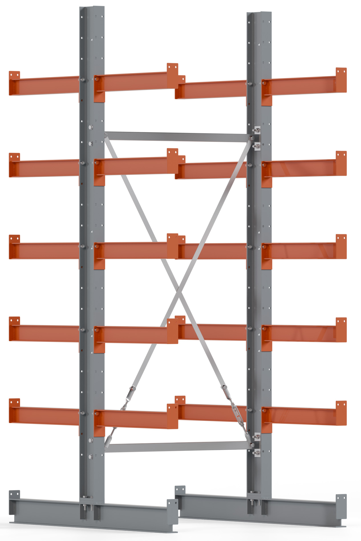 Regalwerk KARL BASIC 1750 Kragarmregal doppelseitig Grundfeld 2500 x 1000 x 600 mm Lagerregal mit Kragarmlast 730 kg | Ständerlast 1750 kg - 6 Ebenen | Kragarme frei verstellbar (RW-B6-50210-60) Bild-01