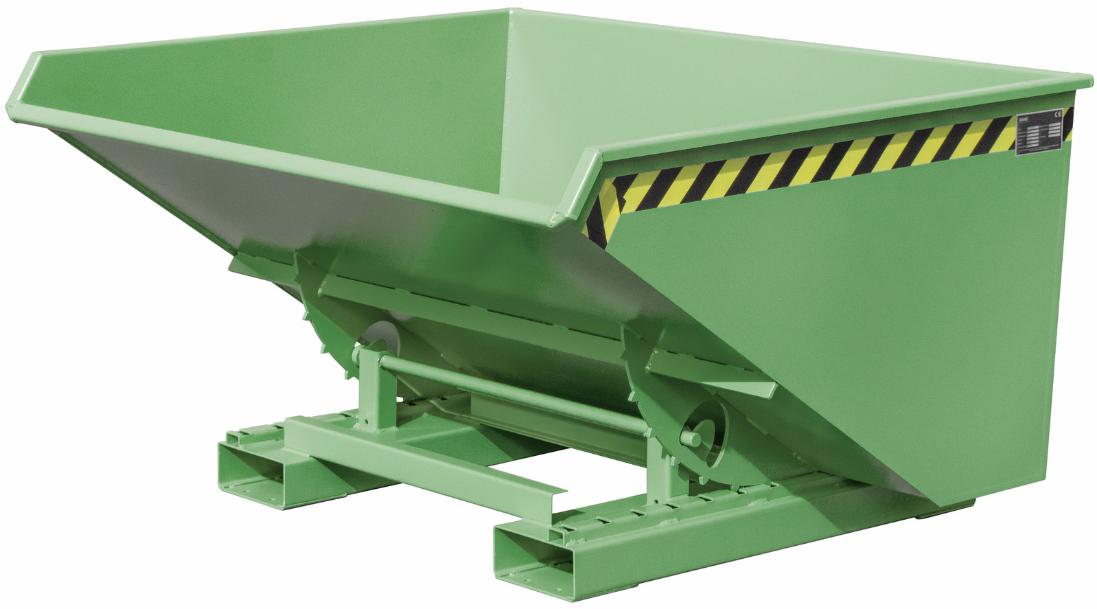 Bauer Abrollkipper EXPO-E-900 - RAL 6011 Kippmulde 900 Liter mit Ablasshahn für Stapler - Schuttmulde resedagrün pulverbeschichtet (BA-4498-52-0000-4) Bild-01