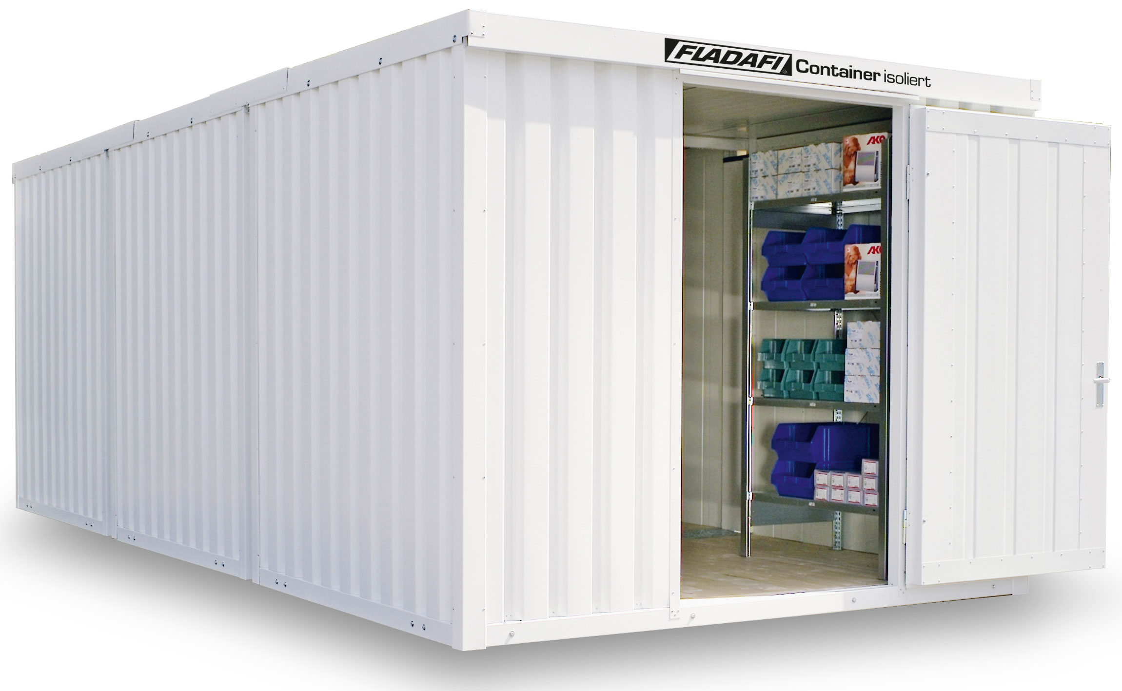 FLADAFI Thermocontainer Kombination 3050 x 6520 x 2405 mm mit Holzboden - 1-flügelige Tür auf 3 m Seite Container isoliert IC Pro 1360 mit Tür 1180 x 2090 mm - Materialcontainer 18 m² - Lagercontainer teilmontiert (SB-F2223300101) Bild-01