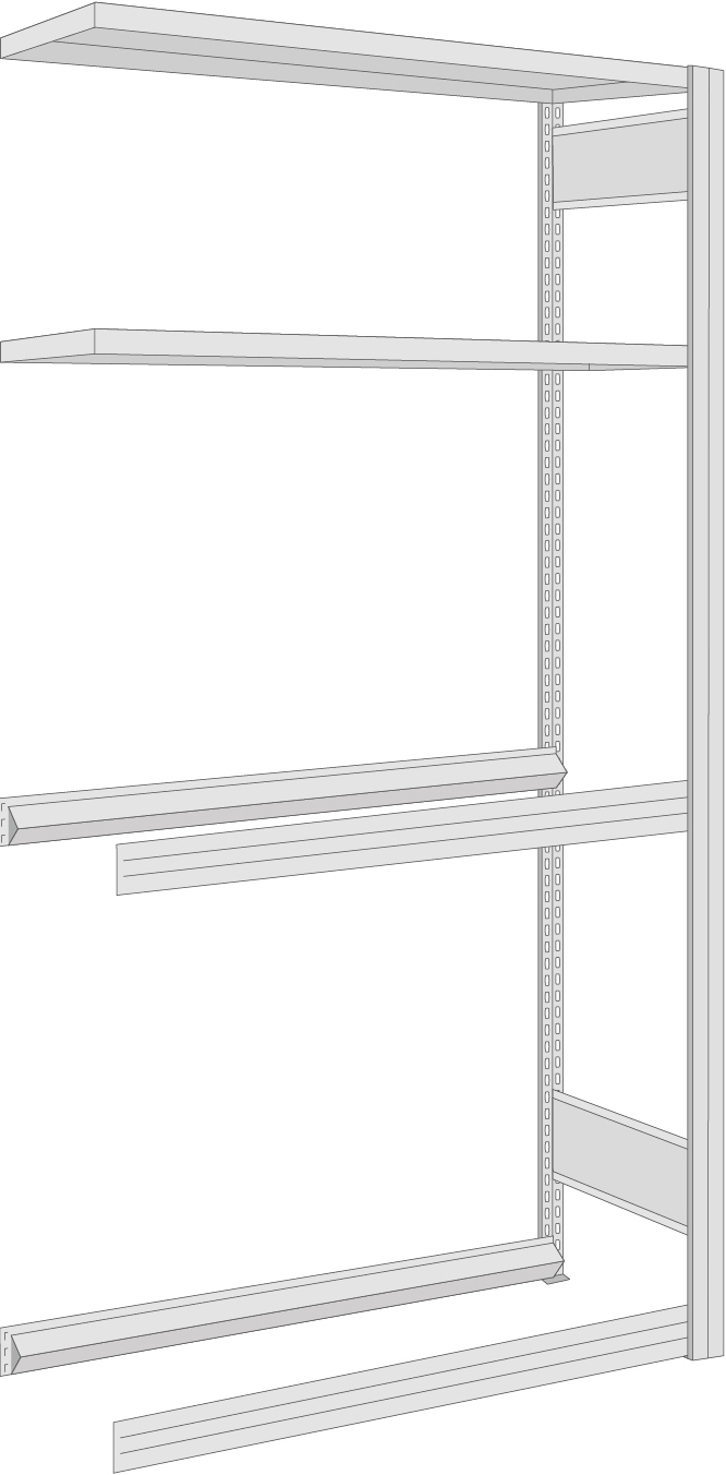 Regalwerk Garagenregal Anbaufeld  2000 x 1005 x 400 mm mit Tiefenriegel - Fachlast 250 kg - 4 Ebenen (RW-B3-80041-K) Bild-01