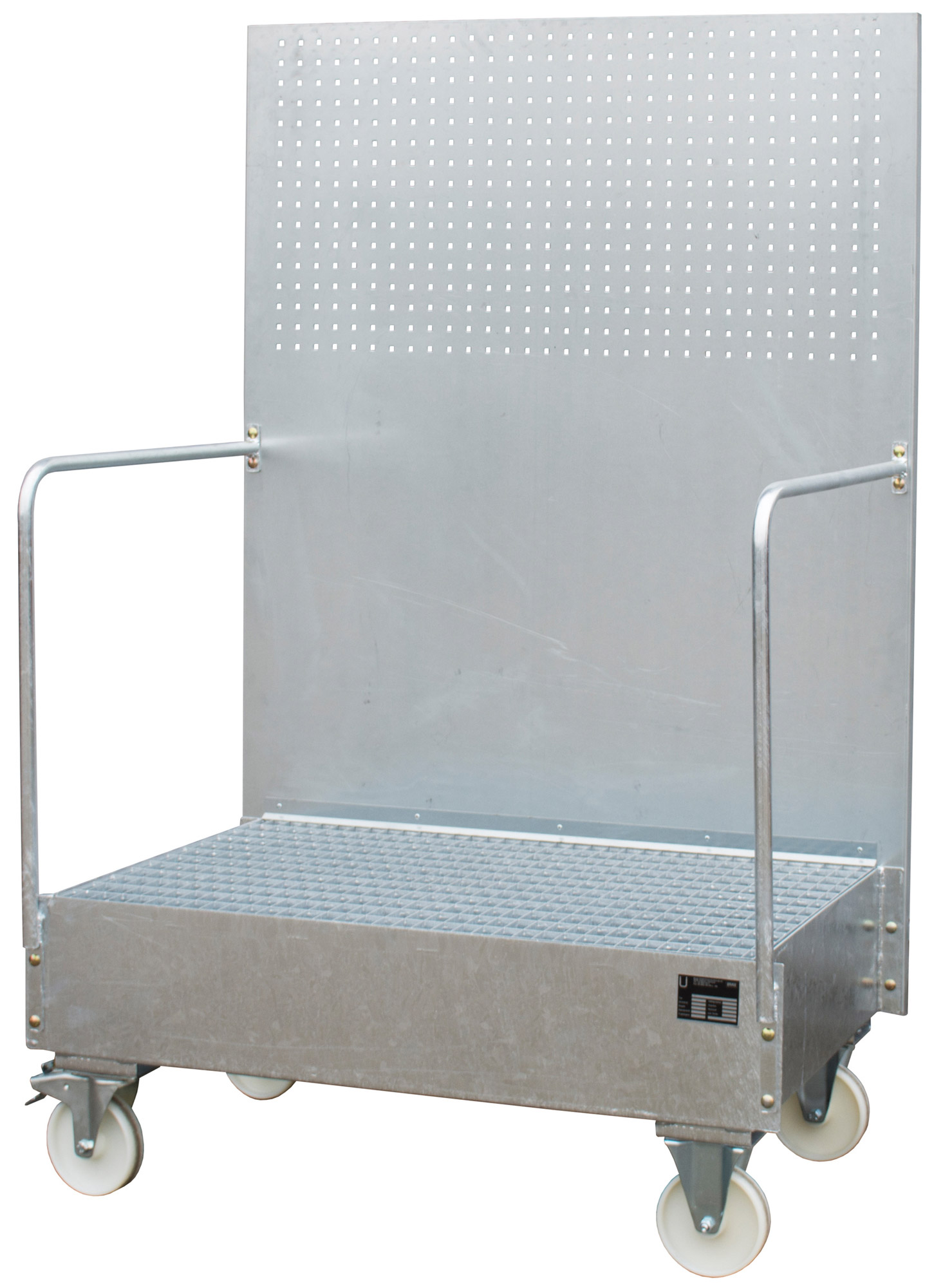 Bauer Auffangwanne fahrbar Stahl LPW 200-2 - verzinkt Gefahrstoffwanne mobil verzinkt mit Gitterrost - Stahlwanne für 2 Fässer 200 Liter (BA-4447-59-0000-7) Bild-01