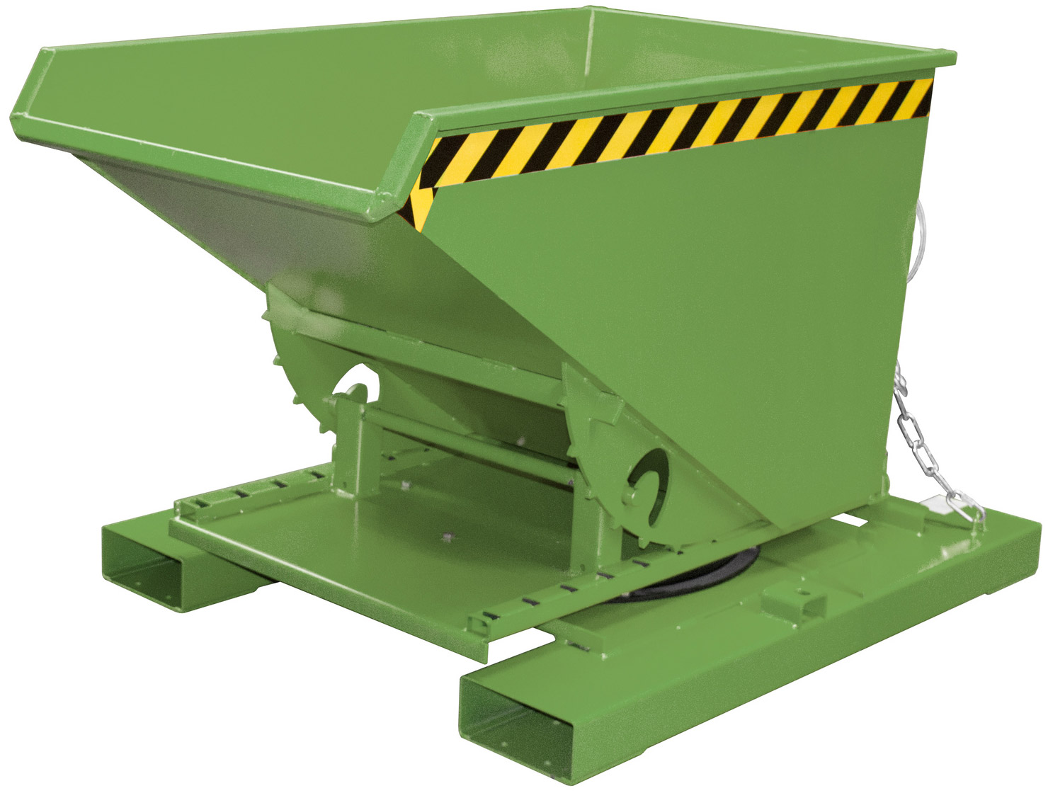 Bauer Abrollkipper 3S-300 - RAL 6011 Kippmulde 300 Liter mit 3-seitiger Kippfunktion für Stapler - Schuttmulde resedagrün pulverbeschichtet (BA-4498-70-0000-4) Bild-01