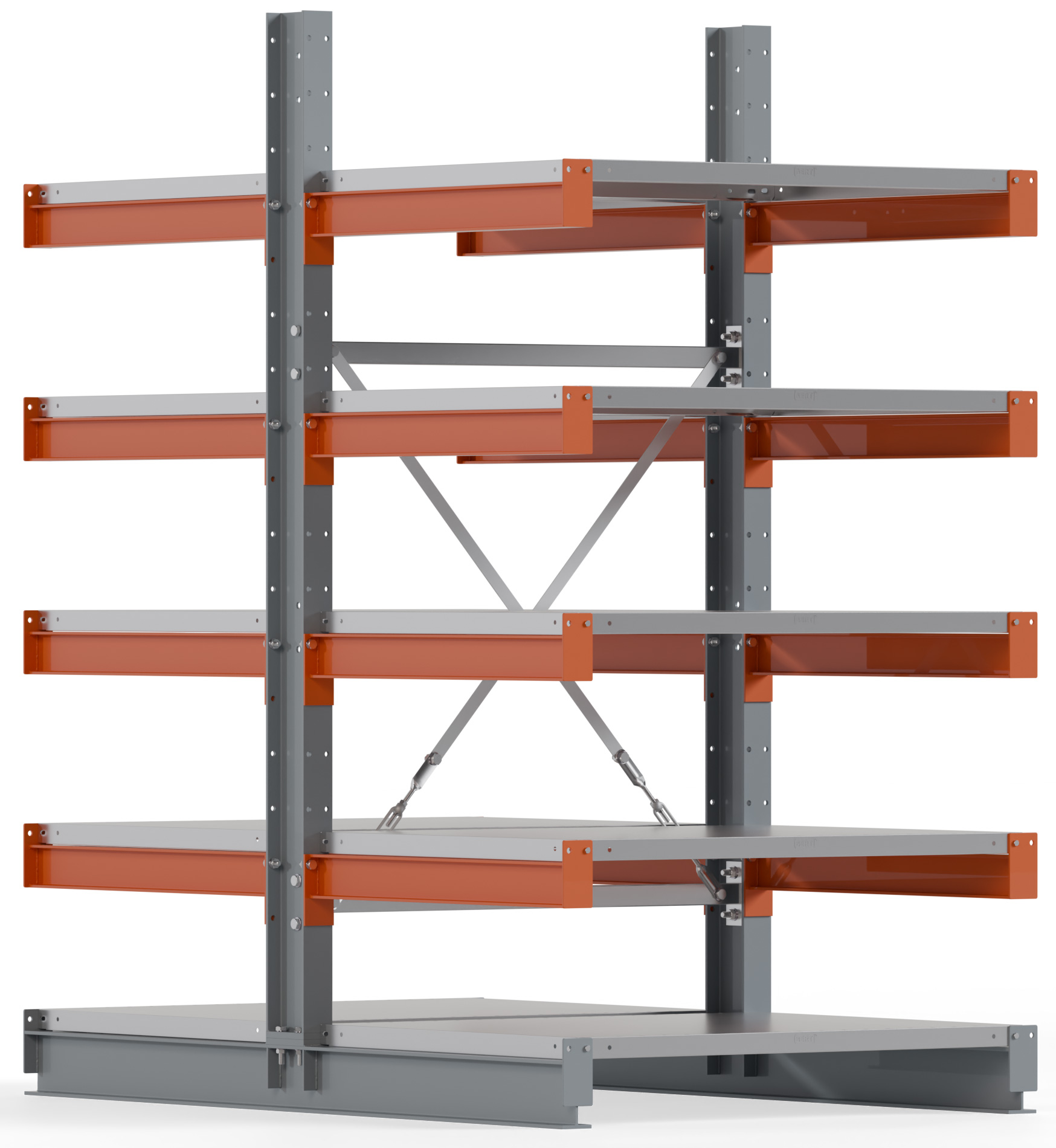 Regalwerk KARL BASIC 1350 Kragarmregal Stahlboden doppelseitig Grundfeld 2000 x 1000 x 800 mm Lagerregal mit Kragarmlast 550 kg | Ständerlast 1350 kg - 2x5 Ebenen mit Fachböden | Kragarme frei verstellbar (RW-B6-54110-80) Bild-01