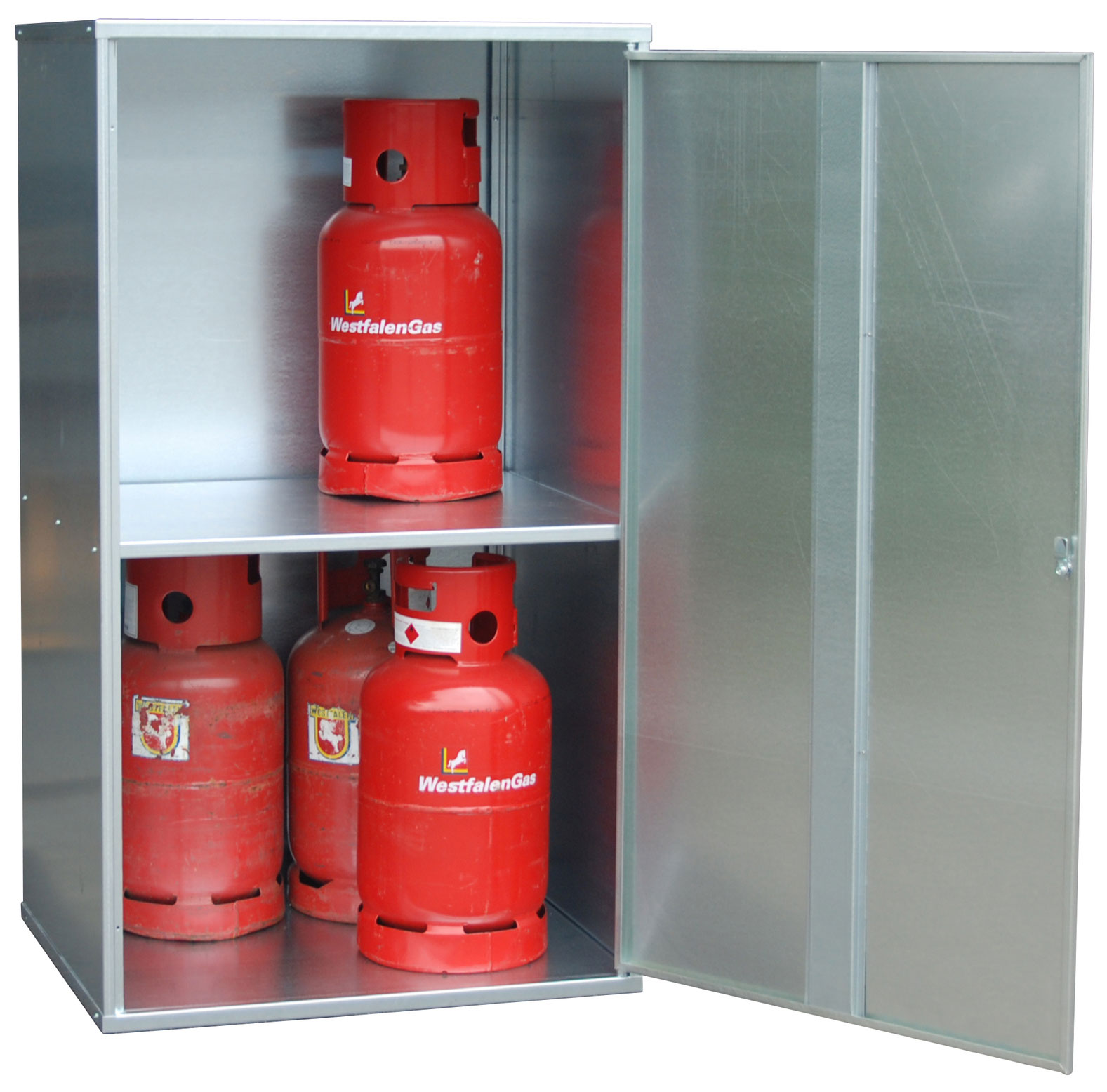 Bauer Gasflaschen-Depot Stahl GFD-G 1 Gasflaschenlager verzinkt - einflügelig geschlossen Wand und Schloss - Stahlschrank für 10 Flasche 11 kg (BA-4495-03-0000-7) Bild-01
