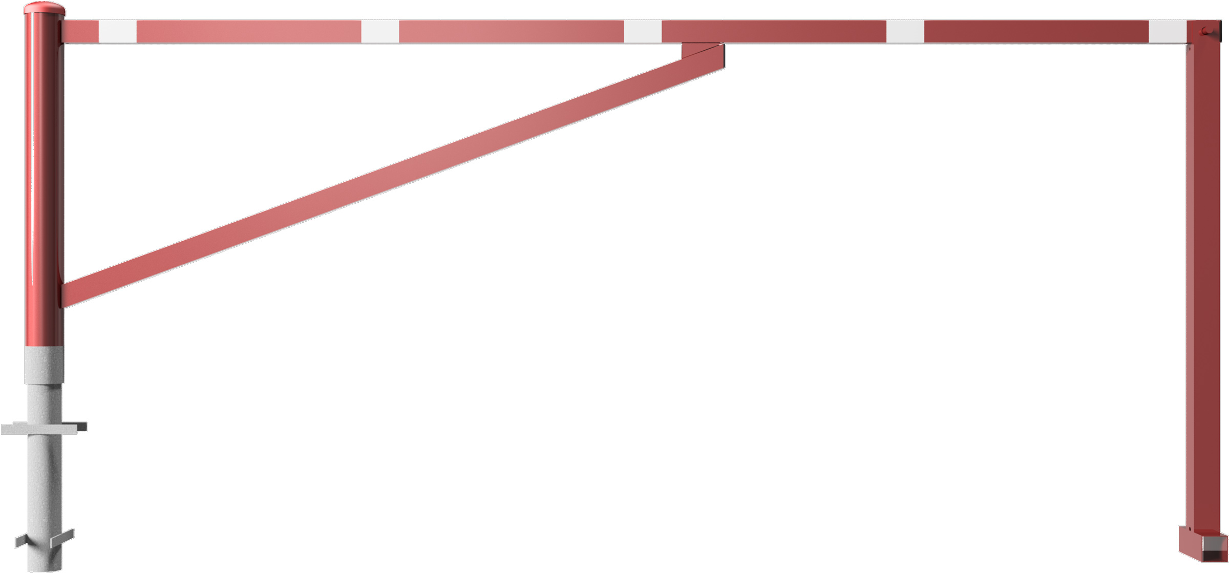 Schake Drehschranke mit 2 Auflagestützen - Schrankenbaum 60 x 40 mm OEV rot | weiß - 3000 mm