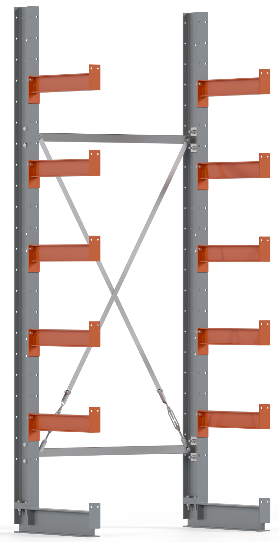 Regalwerk KARL BASIC 2100 Kragarmregal einseitig Grundfeld 2500 x 1000 x 500 mm Lagerregal mit Kragarmlast 870 kg | Ständerlast 2100 kg - 6 Ebenen | Kragarme frei verstellbar (RW-B6-50200-50) Bild-01