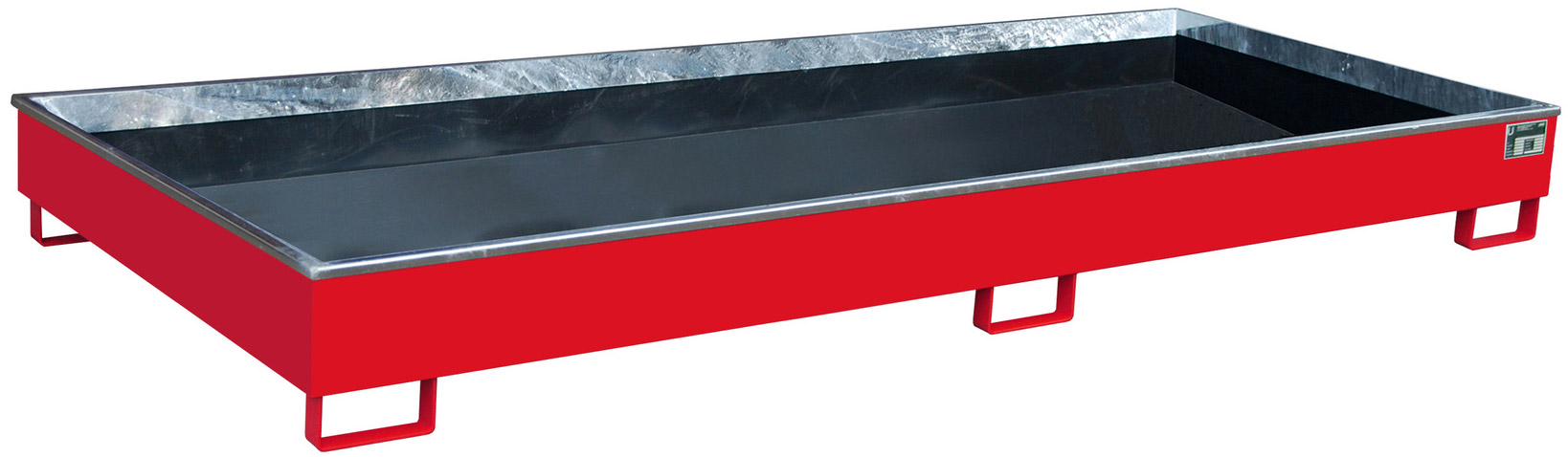 Bauer Regalwanne Stahl RW 3300-2 PE - RAL 3000 Auffangbehälter mit PE-Einsatz für Regalfeldlänge 3300 mm - Stahlwanne feuerrot pulverbeschichtet mit 540 Liter Auffangvolumen  (BA-4518-76-0000-2) Bild-01